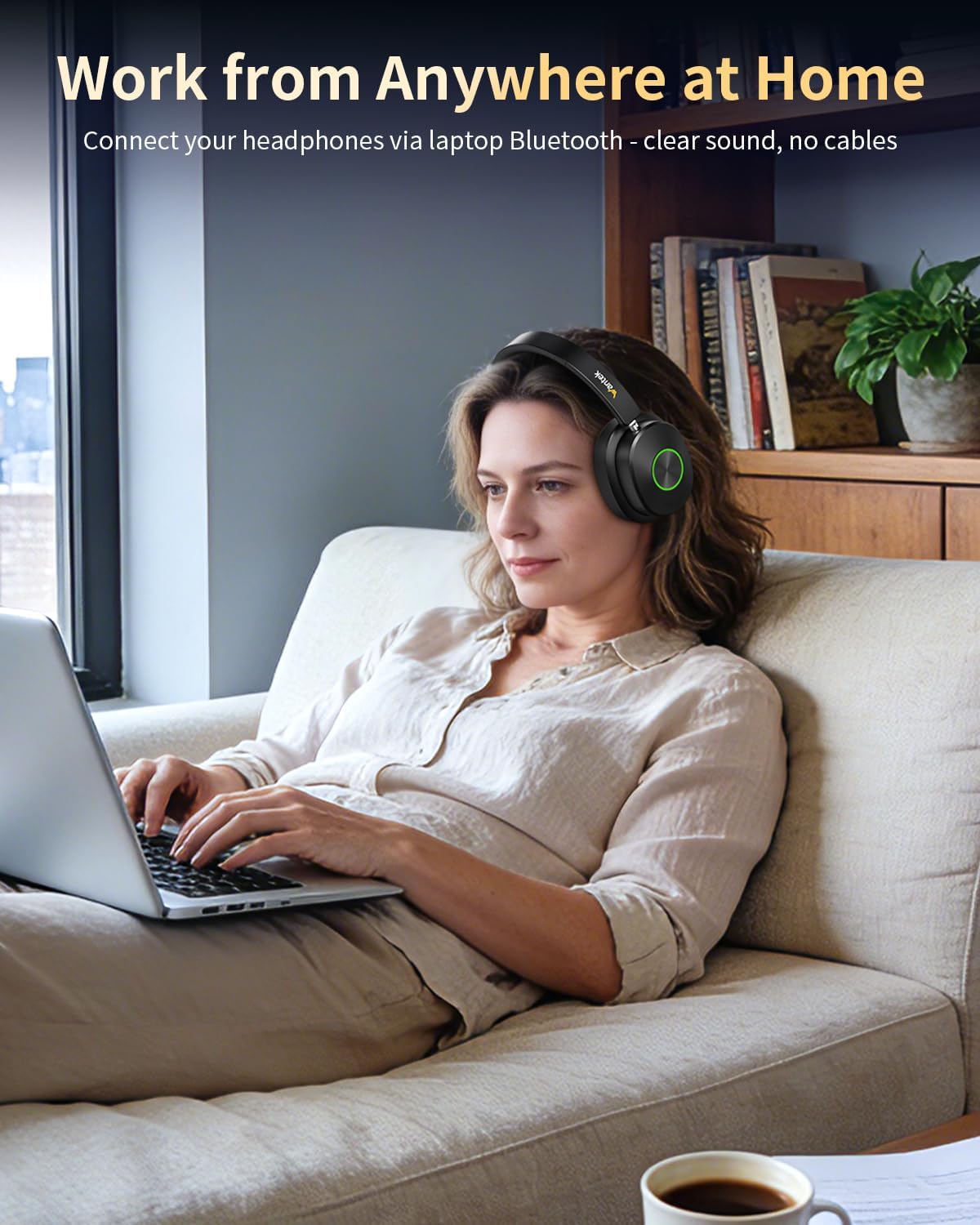 Wantek Wireless Headphones for TV Watching with Transmitter Charging Base, No Delay Bluetooth Headset for Hard of Hearing, Plug and Play - Image 6